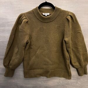 Madewell Khaki Green Crewneck Balloon Sleeve Sweater Small Good Condition